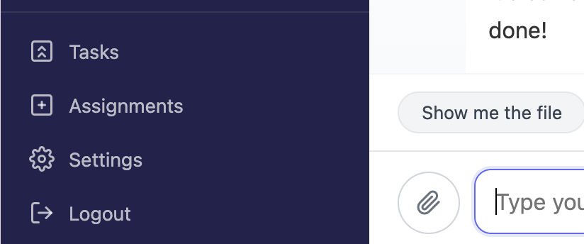 Settings button in left sidebar