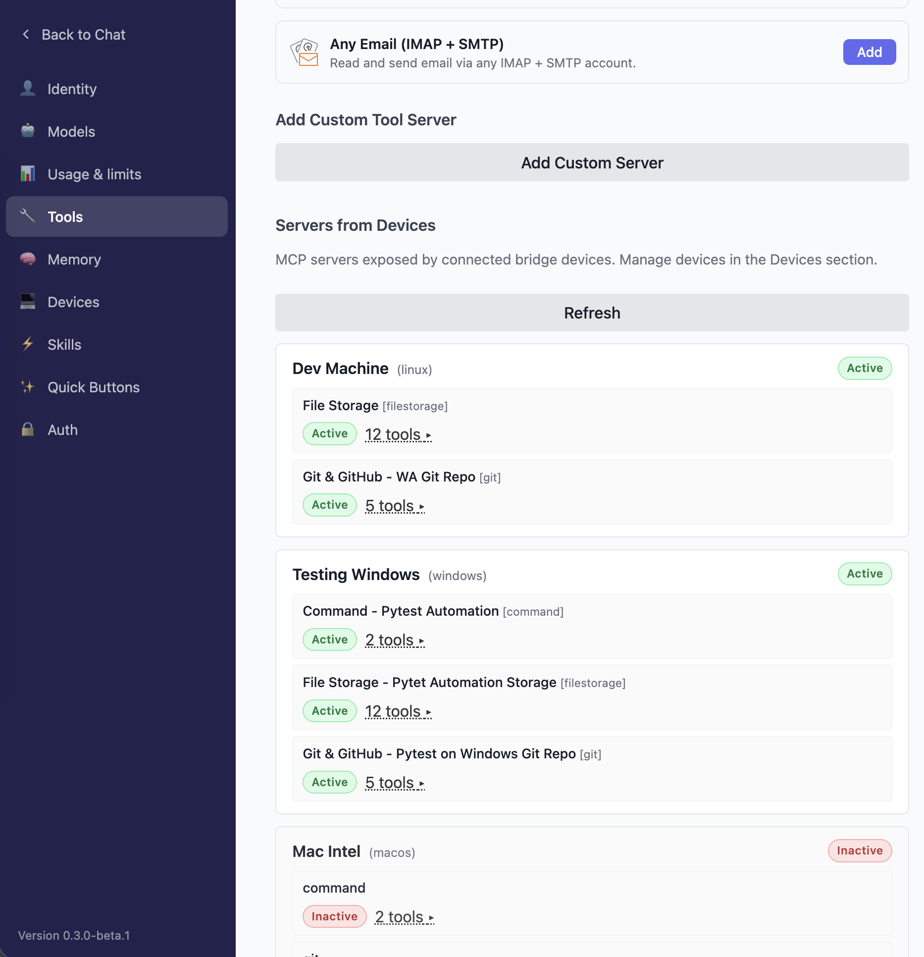 Add custom server dialog